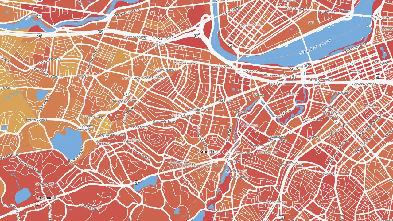 Coolidge Corner, Brookline, MA Map of Vandalism Rates
