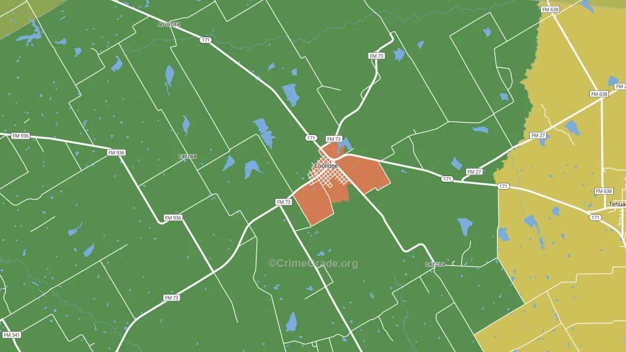 Coolidge, TX Map of Vandalism Rates