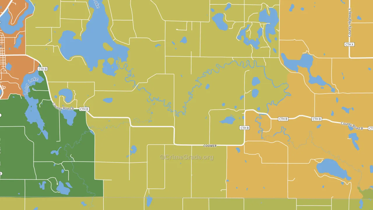 Coomer, WI Map of Vandalism Rates