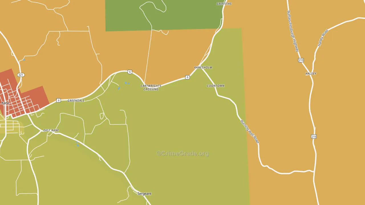Coontown, PA Map of Vandalism Rates
