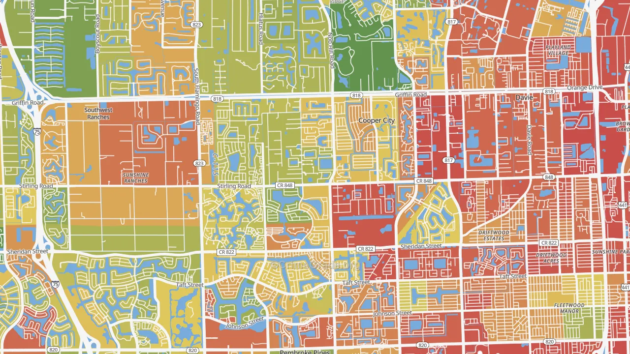Cooper City, FL Map of Vandalism Rates