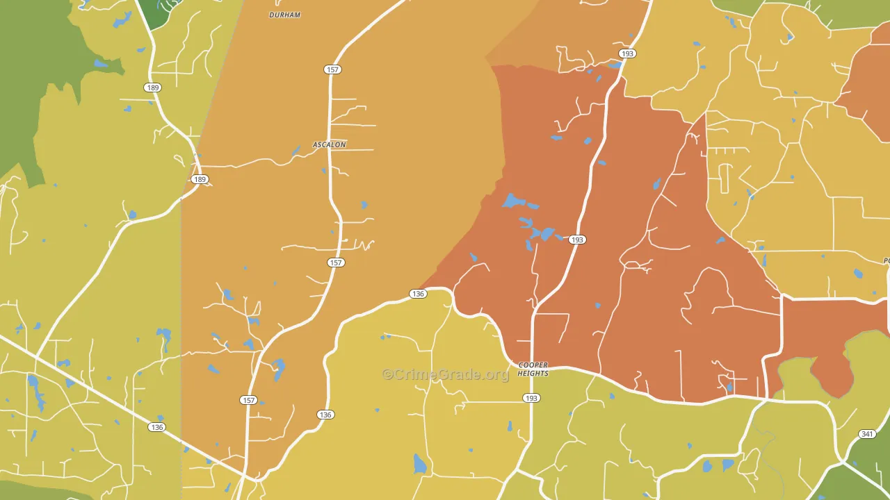 Cooper Heights, GA Map of Vandalism Rates