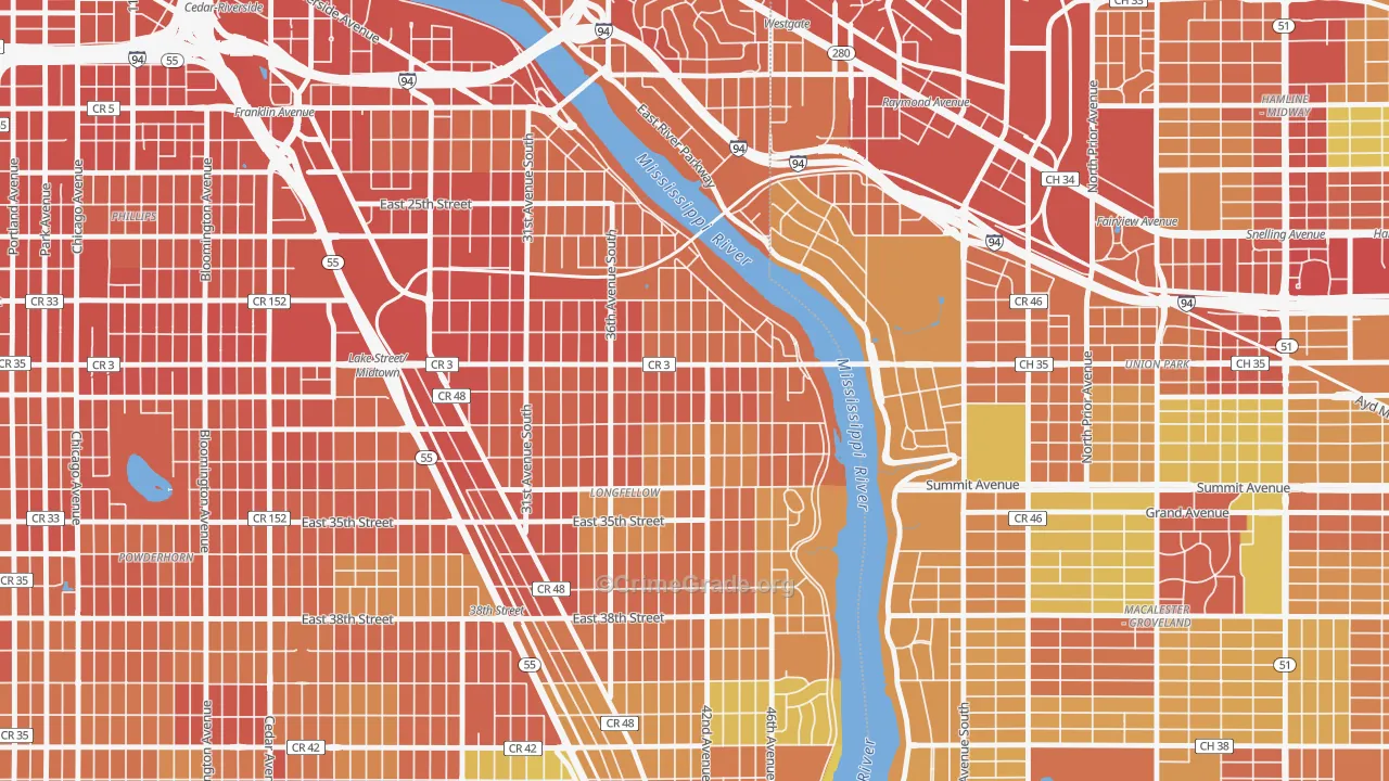 Cooper, Minneapolis, MN Map of Vandalism Rates