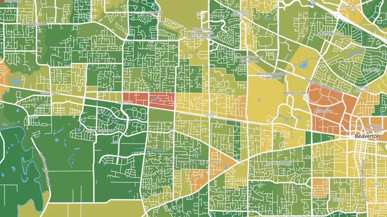 Cooper Mountain-Aloha North, Aloha, OR Map of Vandalism Rates