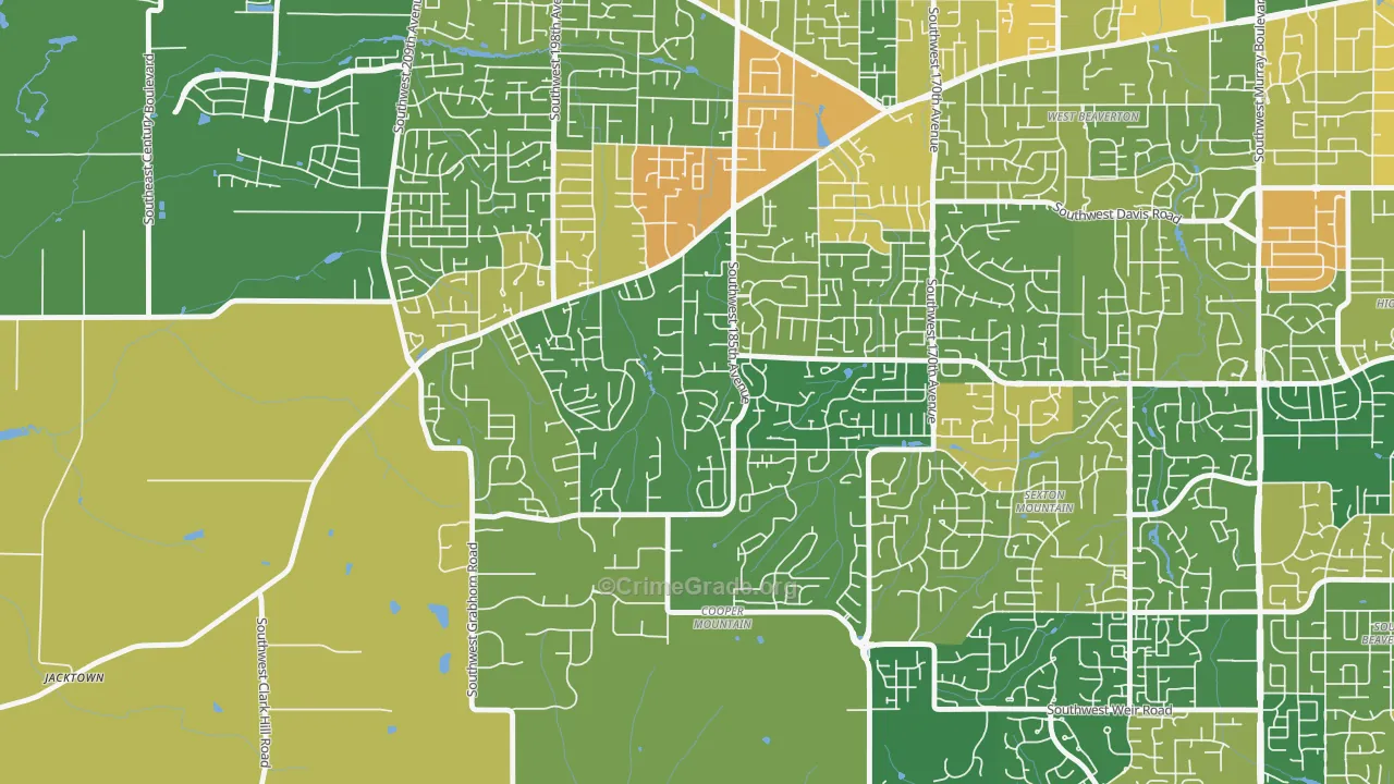 Cooper Mountain Aloha South, Beaverton, OR Map of Vandalism Rates