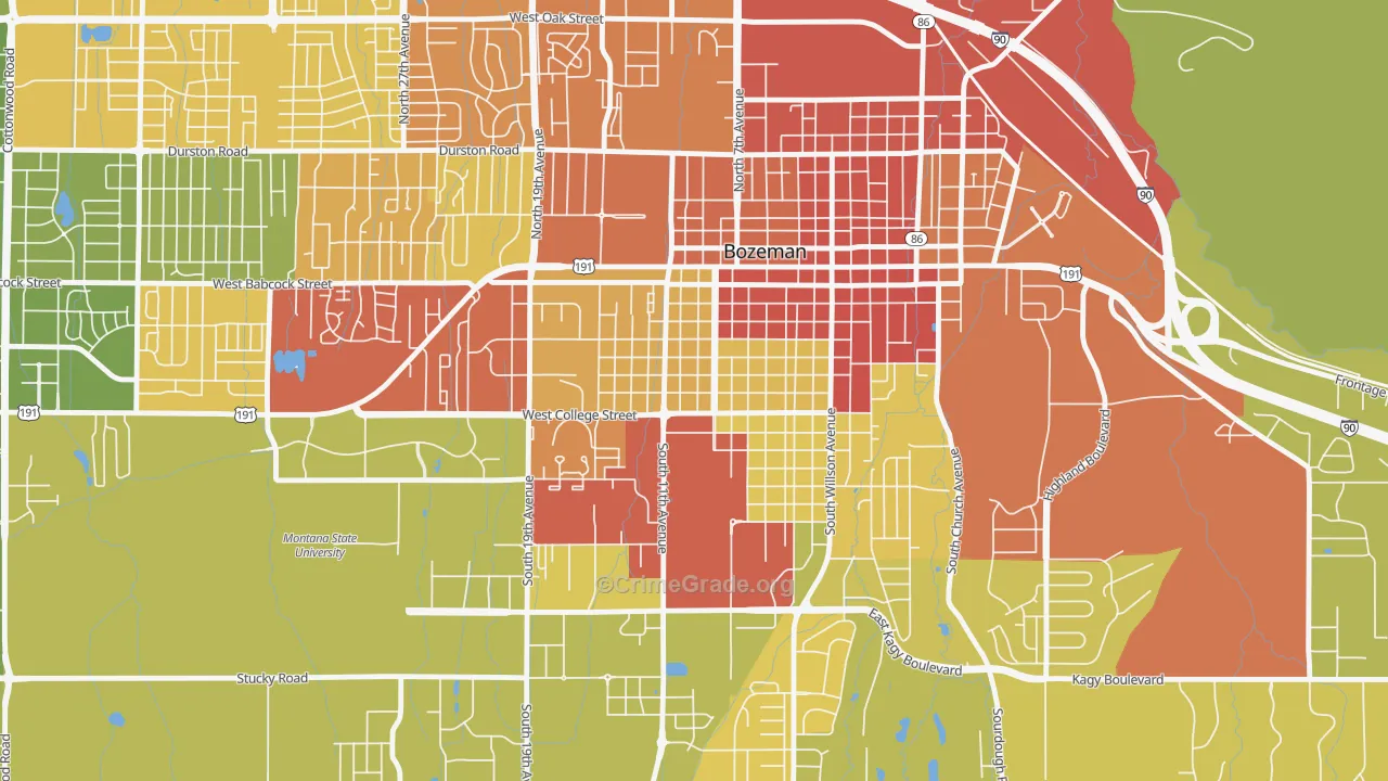 Cooper Park, Bozeman, MT Map of Vandalism Rates