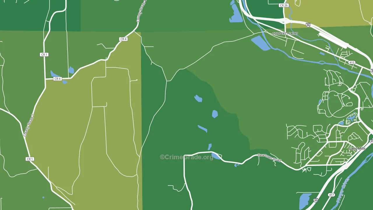 Coopers Plains, NY Map of Vandalism Rates