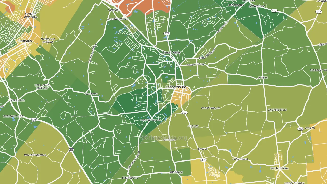 Coopersburg, PA Map of Vandalism Rates