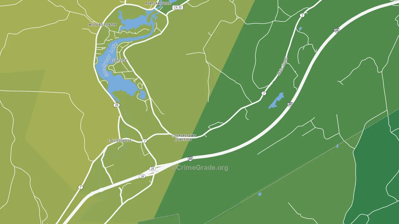 Cooperstown Junction, NY Map of Vandalism Rates