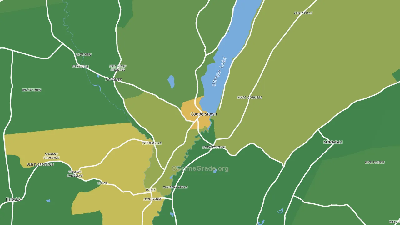 Cooperstown, NY Map of Vandalism Rates