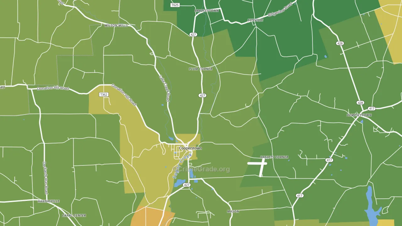 Cooperstown, PA Map of Vandalism Rates