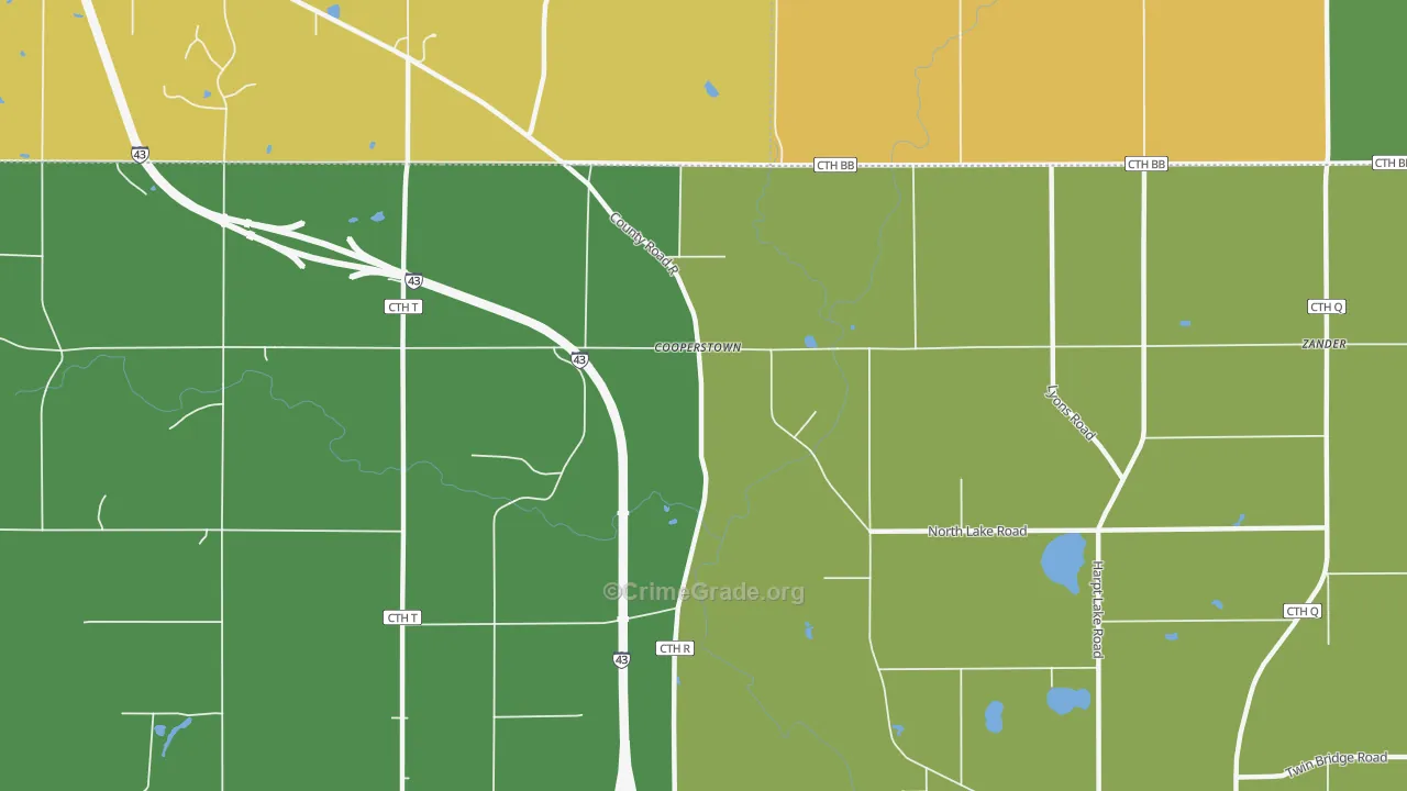 Cooperstown, WI Map of Vandalism Rates
