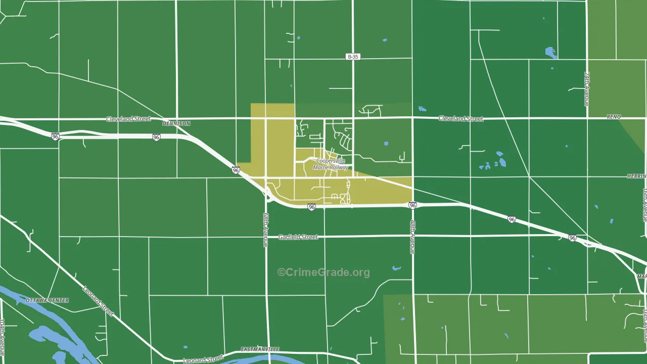 Coopersville, MI Map of Vandalism Rates