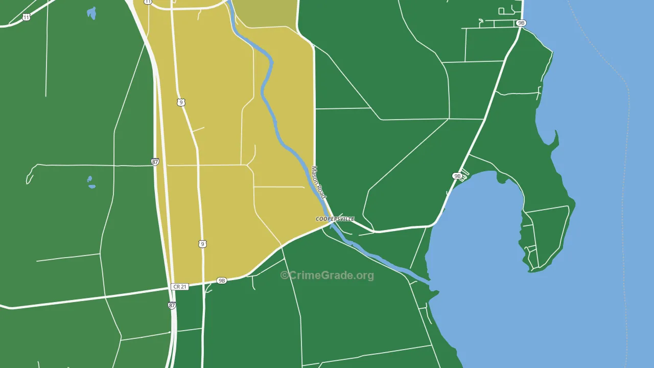 Coopersville, NY Map of Vandalism Rates
