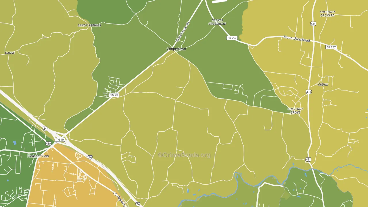 Coopertown, TN Map of Vandalism Rates