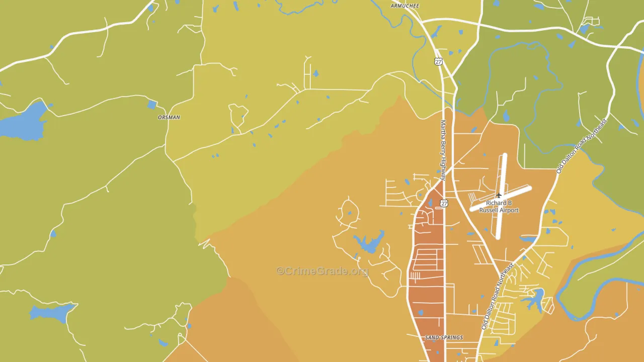 Coosa, GA Map of Vandalism Rates