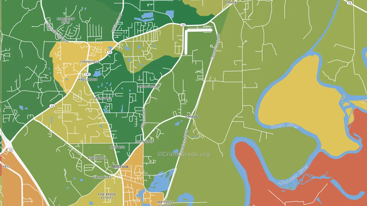 Coosada, AL Map of Vandalism Rates
