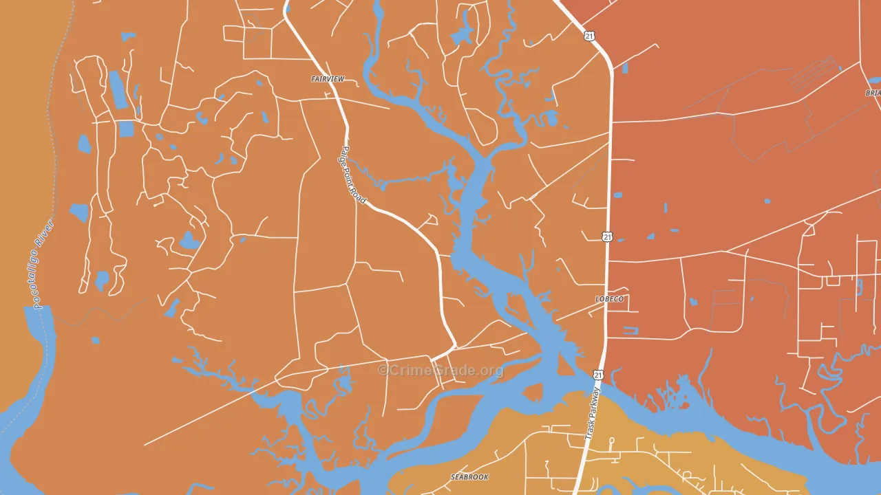Coosaw, SC Map of Vandalism Rates