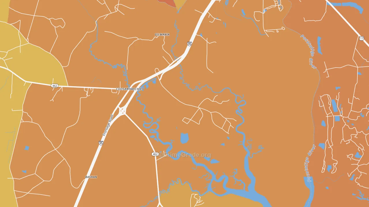 Coosawatchie, SC Map of Vandalism Rates
