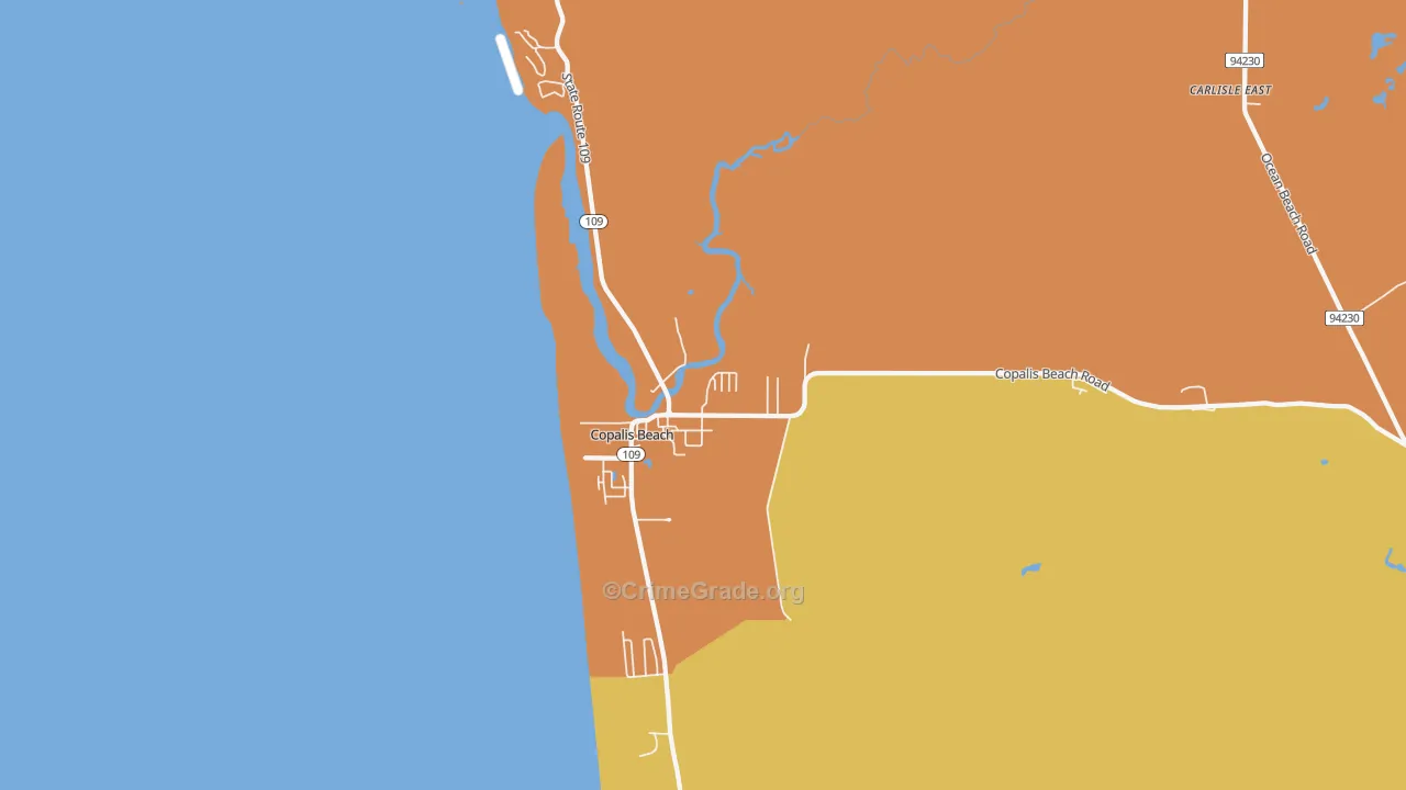 Copalis Beach, WA Map of Vandalism Rates