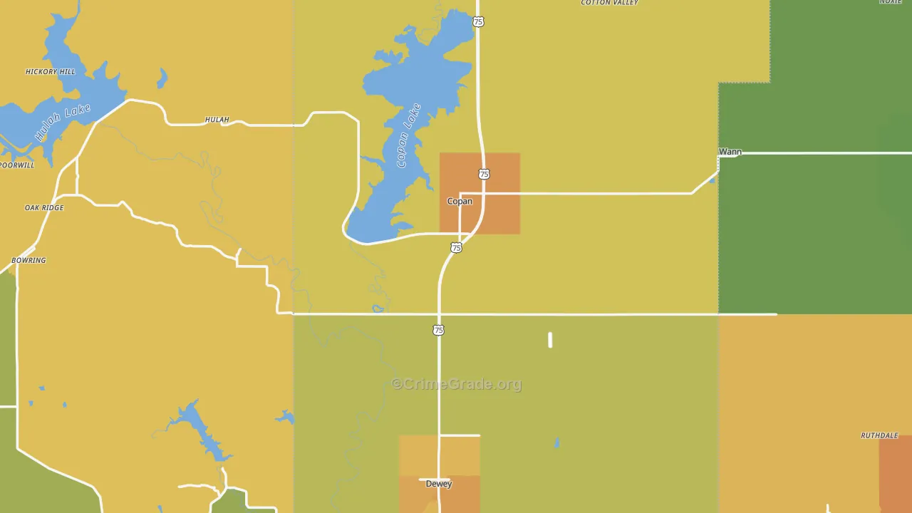 Copan, OK Map of Vandalism Rates