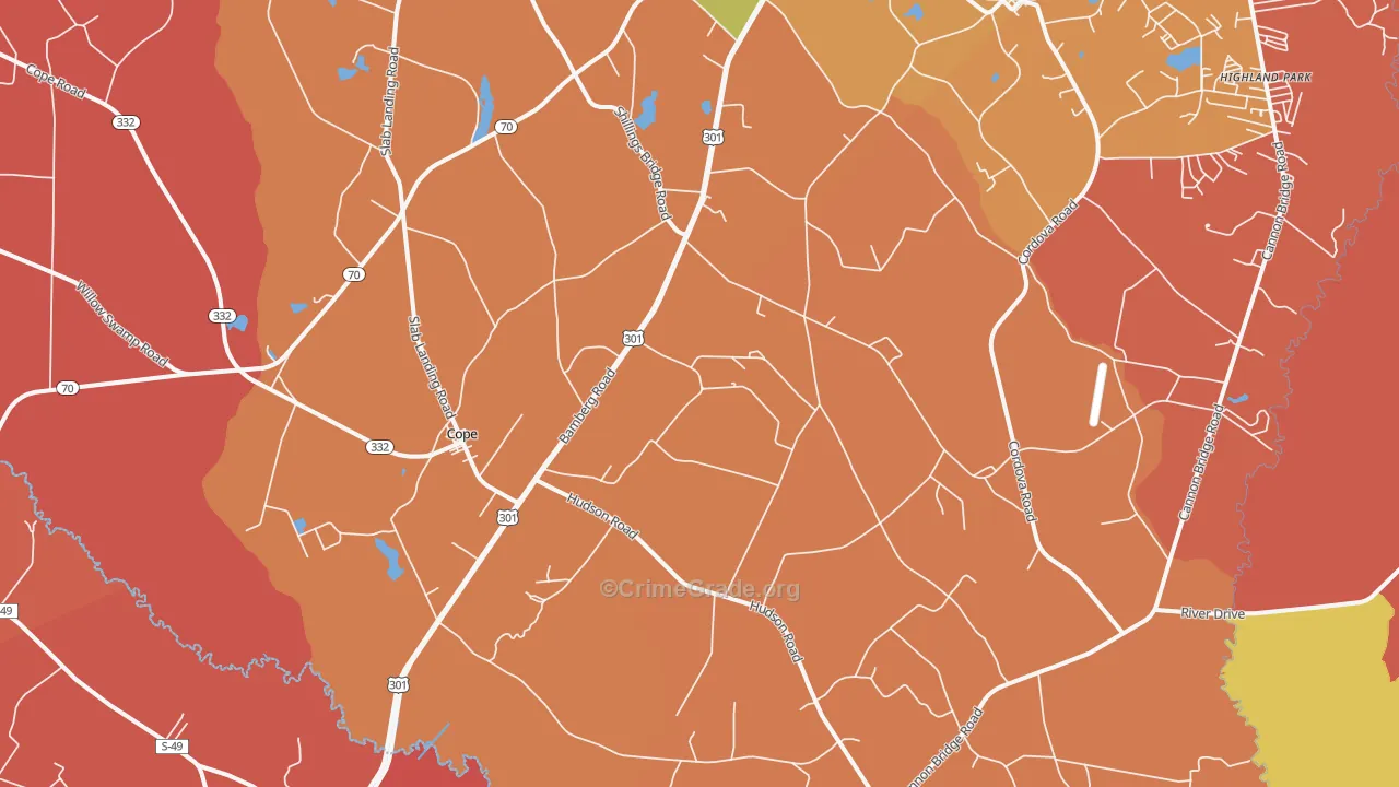 Cope, SC Map of Vandalism Rates