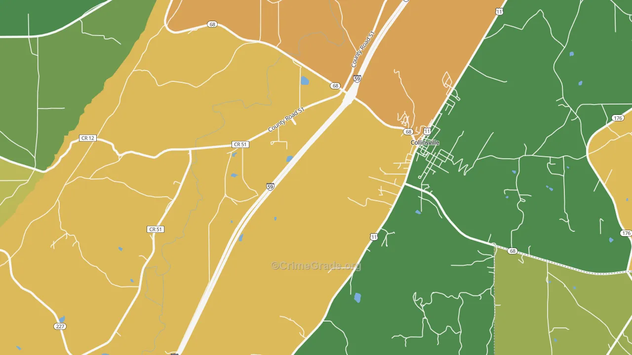 Copeland Bridge, AL Map of Vandalism Rates
