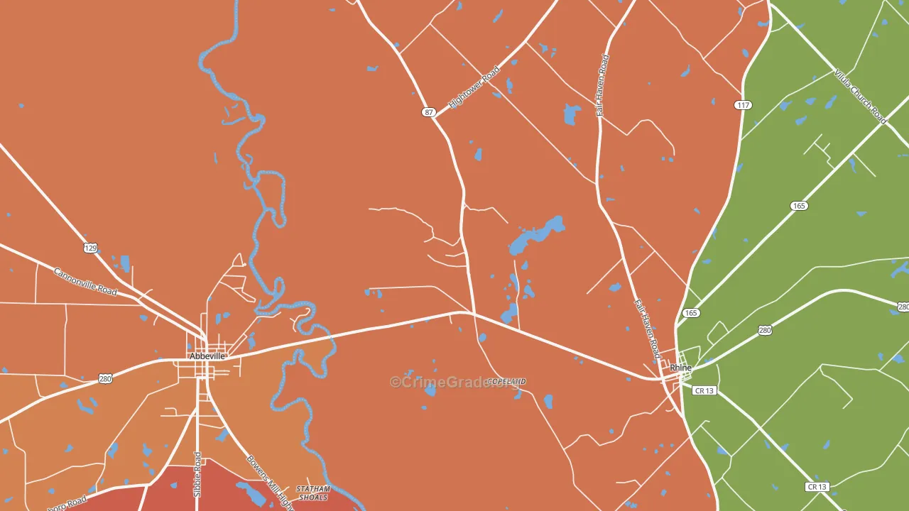 Copeland, GA Map of Vandalism Rates