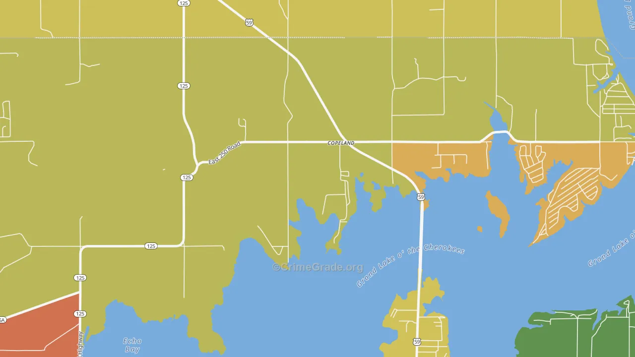 Copeland, OK Map of Vandalism Rates