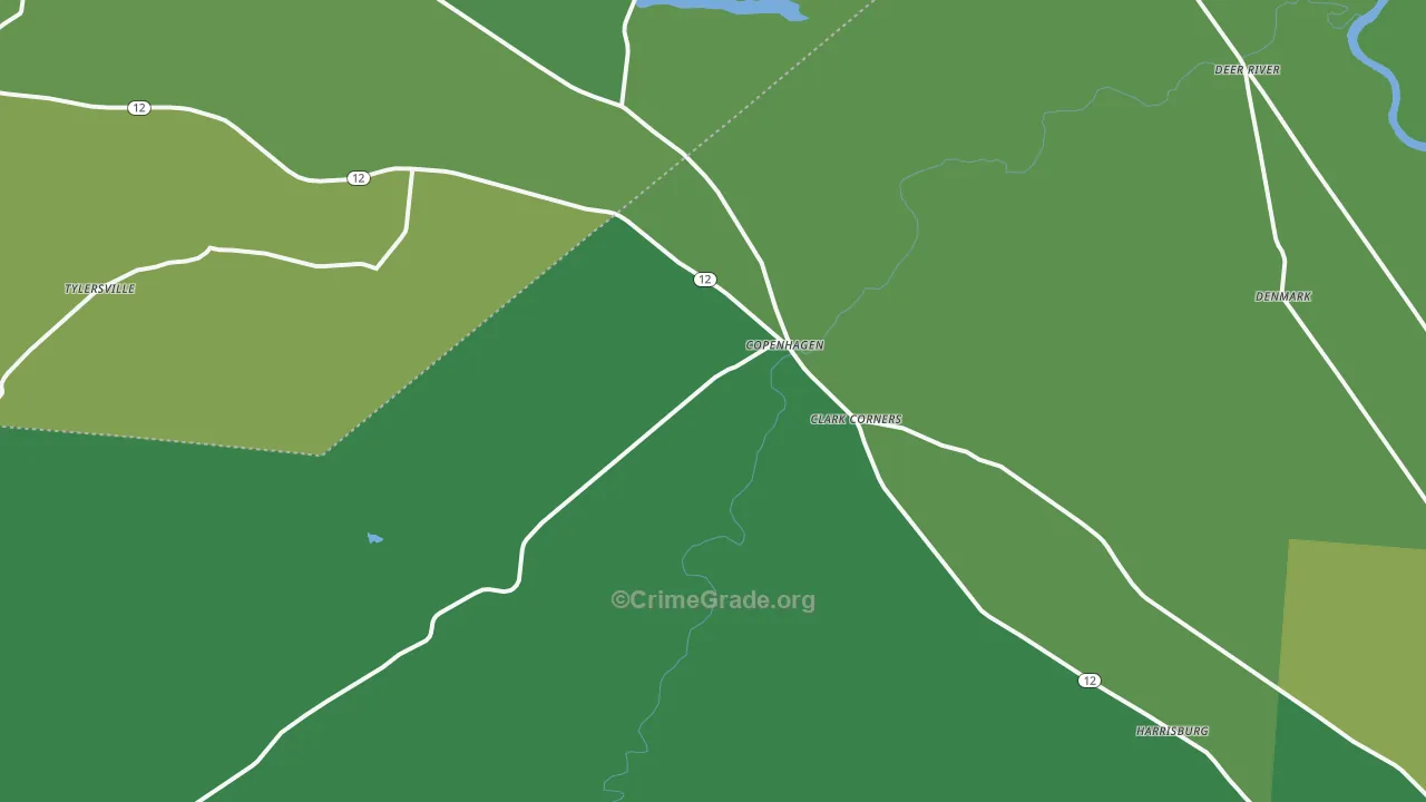 Copenhagen, NY Map of Vandalism Rates