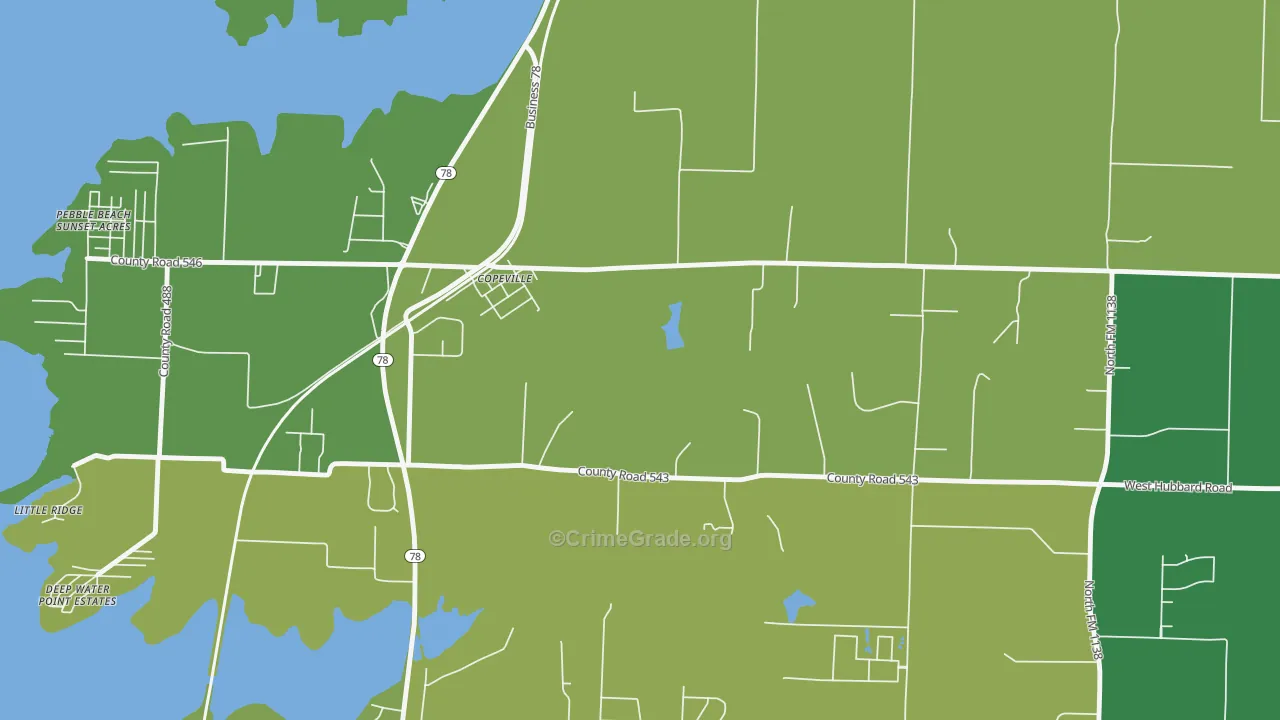 Copeville, TX Map of Vandalism Rates
