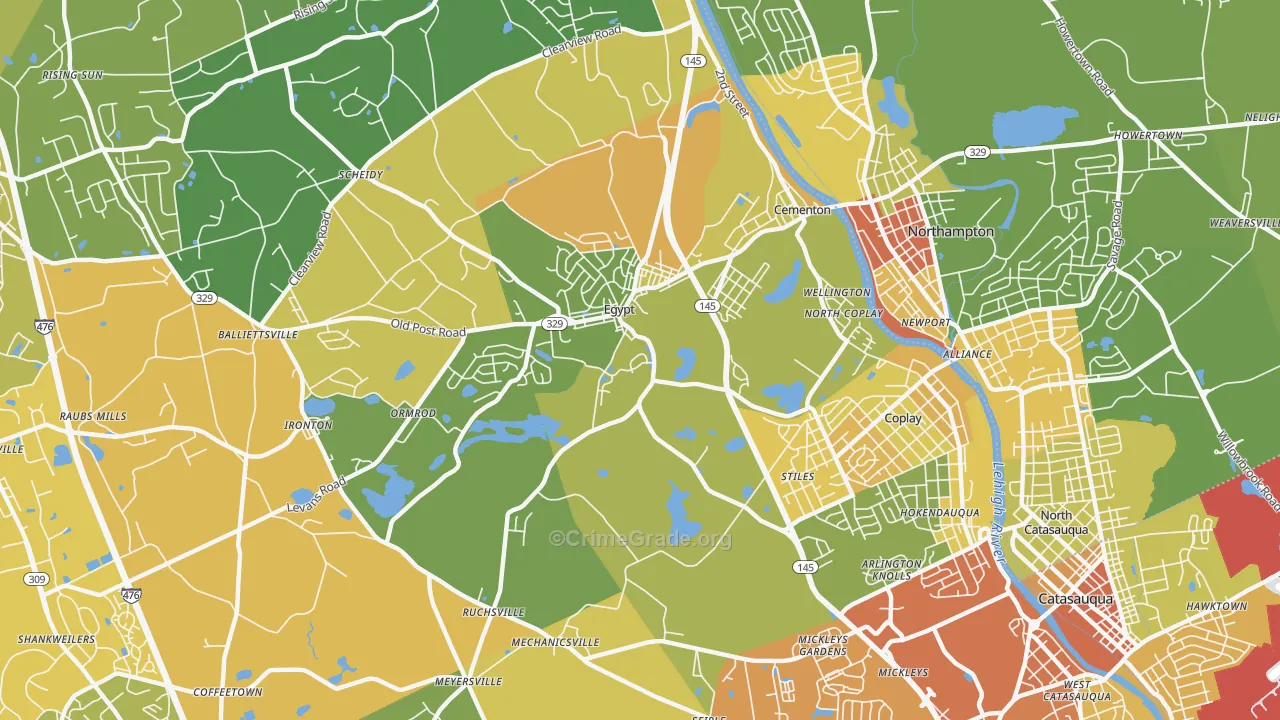 Coplay, PA Map of Vandalism Rates