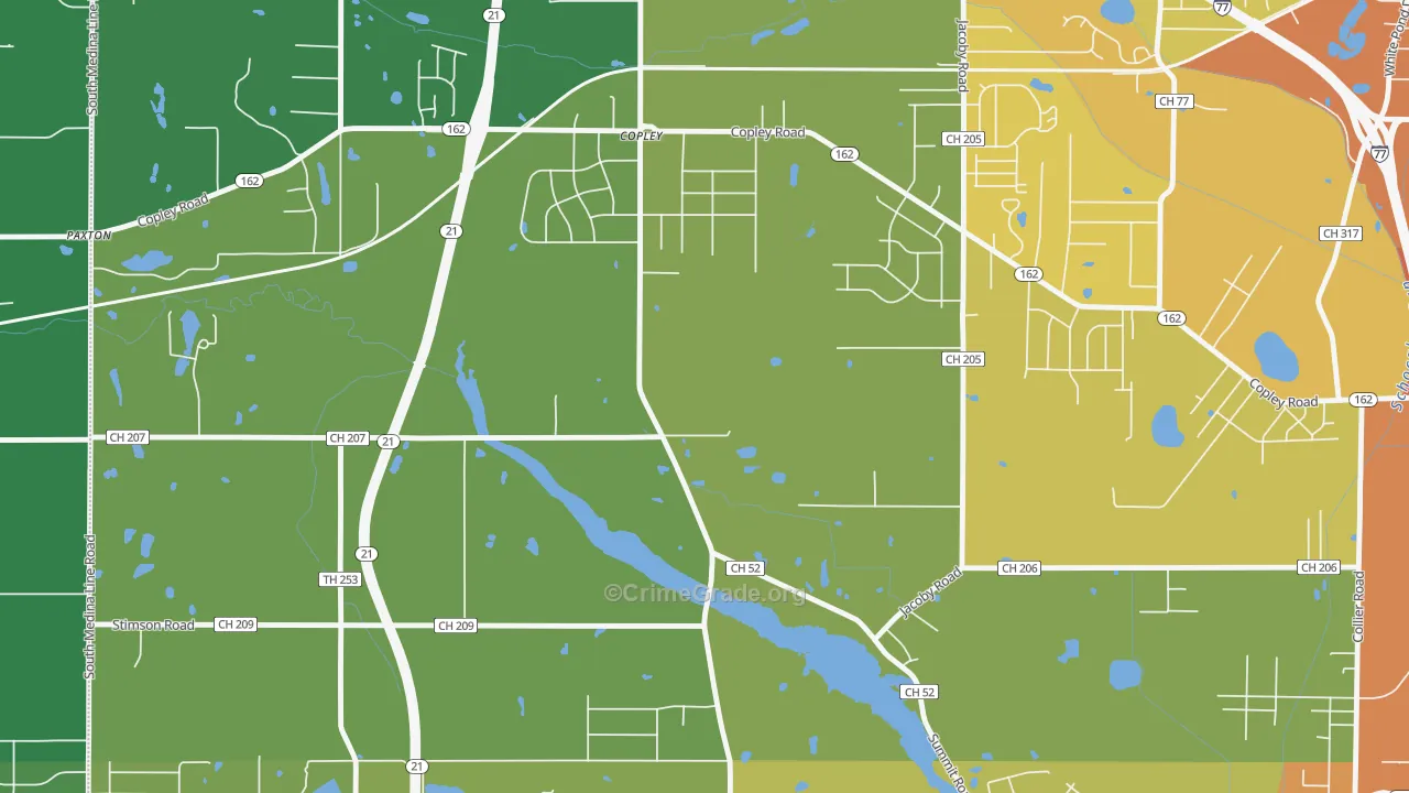 Copley, OH Map of Vandalism Rates