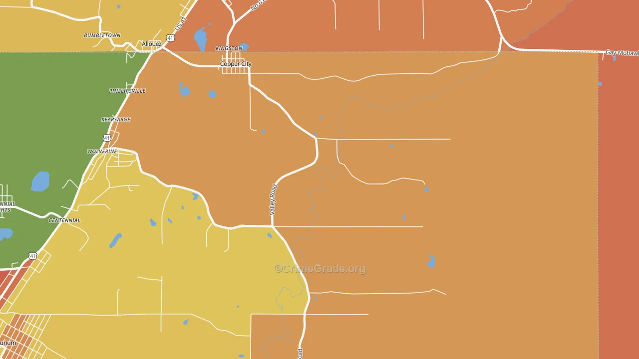 Copper City, MI Map of Vandalism Rates