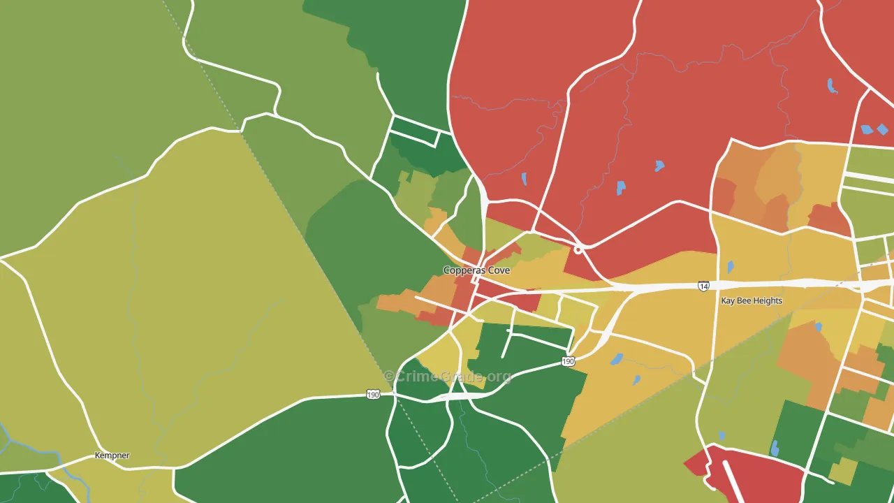 Copperas Cove, TX Map of Vandalism Rates