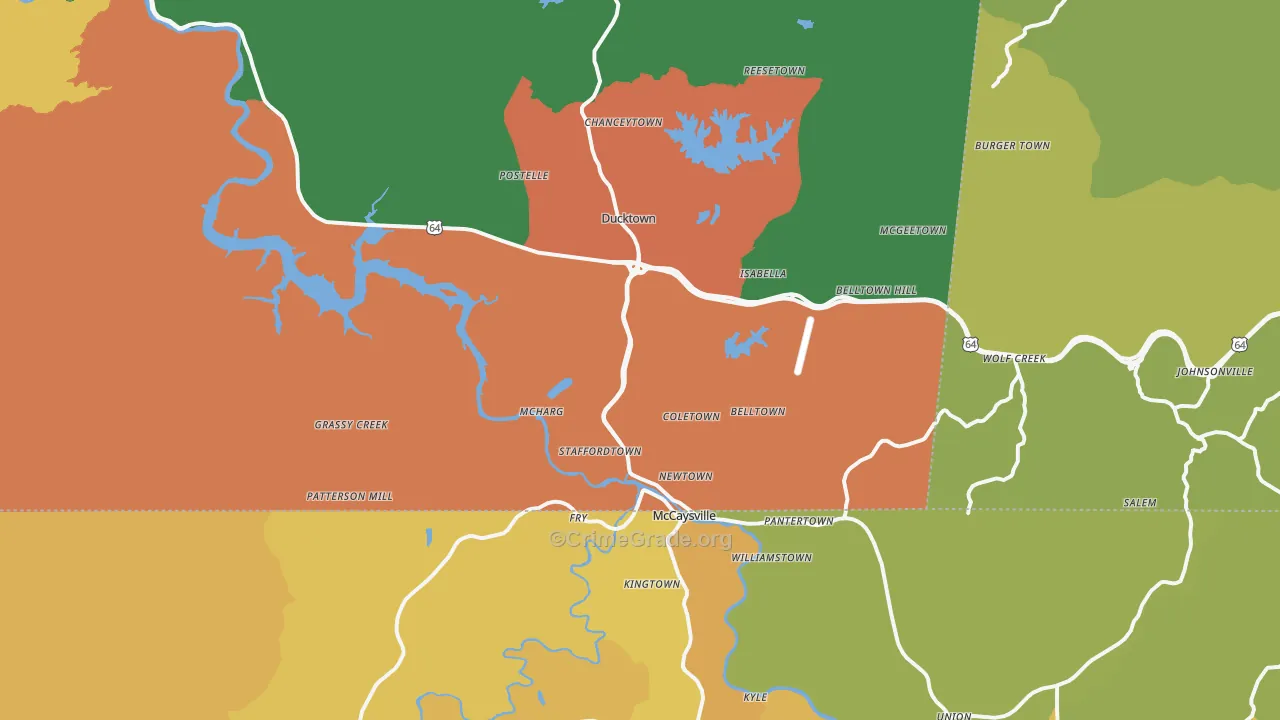 Copperhill, TN Map of Vandalism Rates
