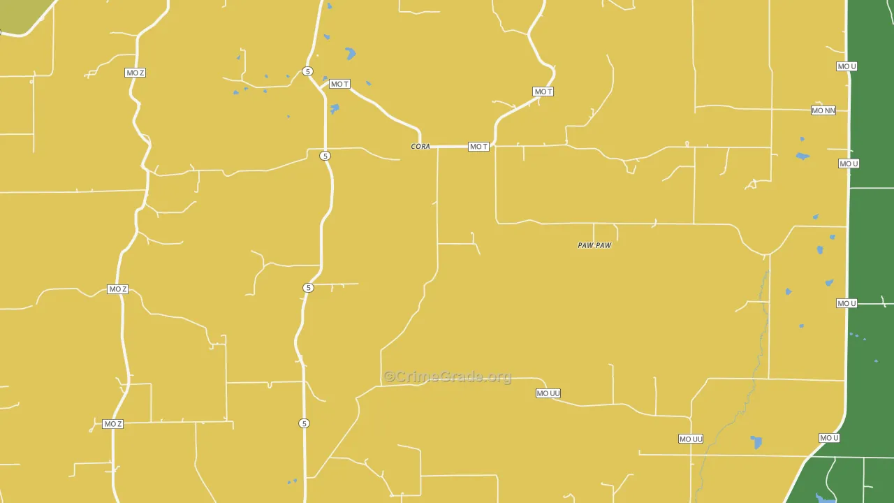 Cora, MO Map of Vandalism Rates