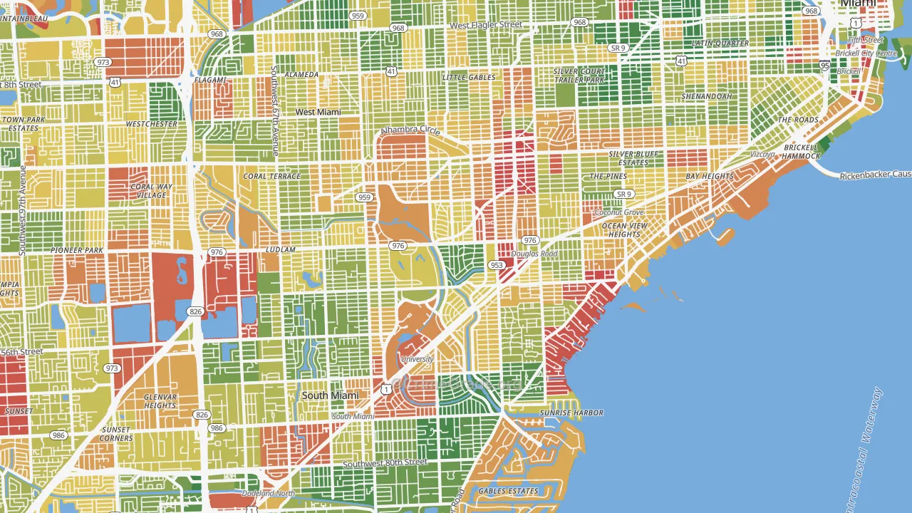 Coral Gables, FL Map of Vandalism Rates