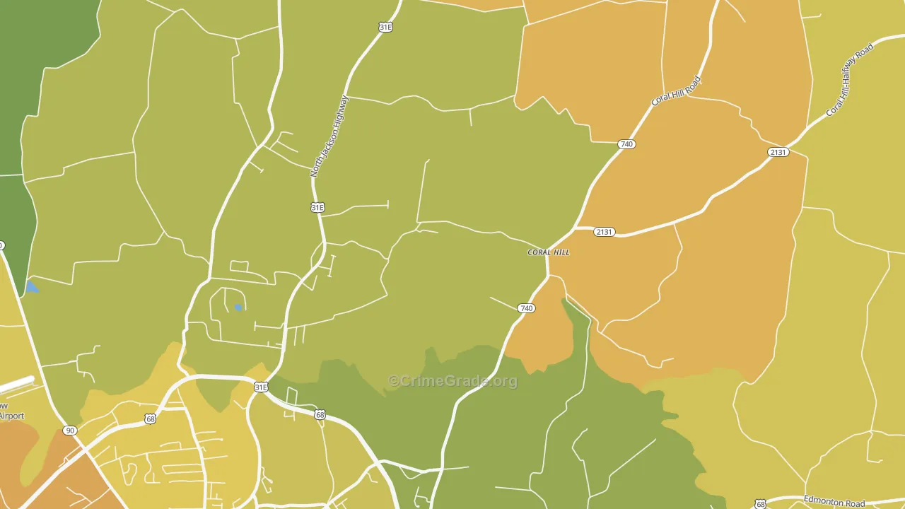Coral Hill, KY Map of Vandalism Rates