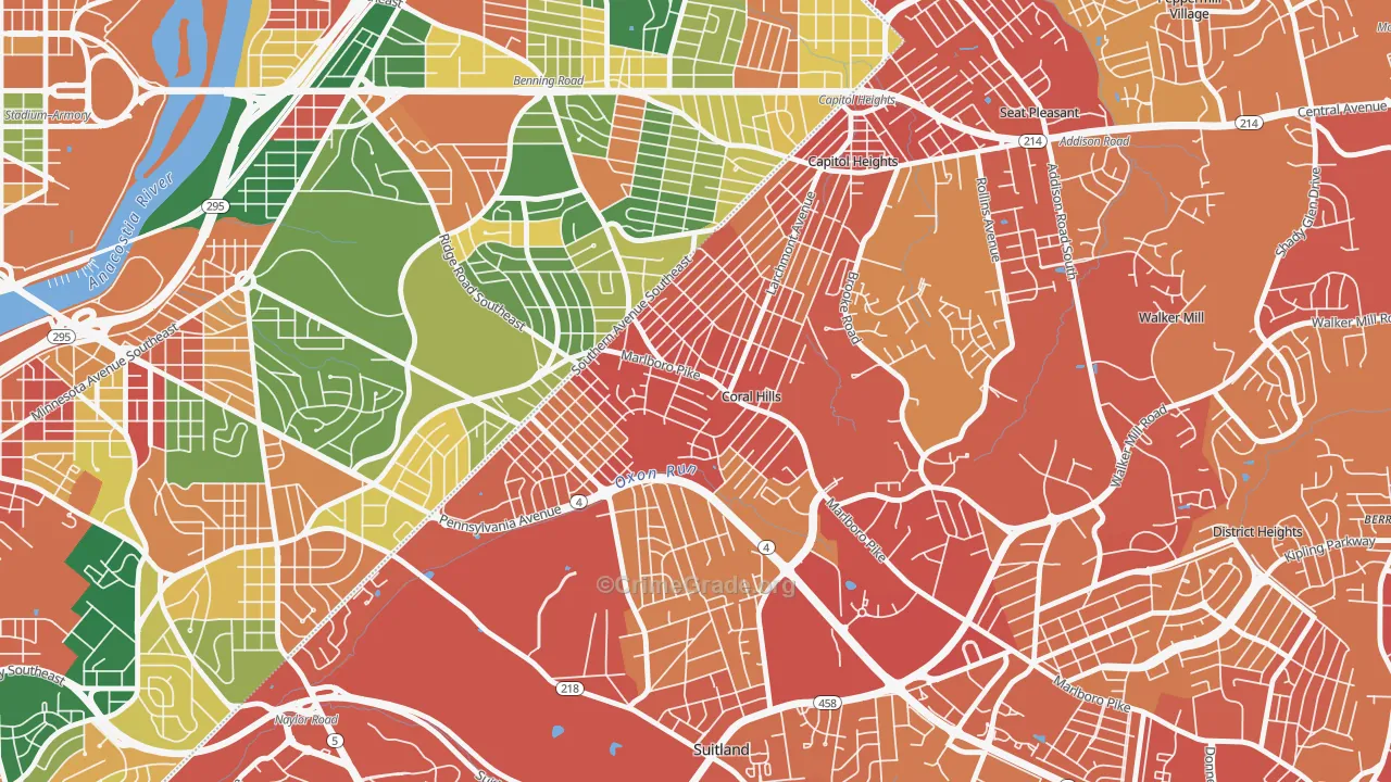 Coral Hills, MD Map of Vandalism Rates