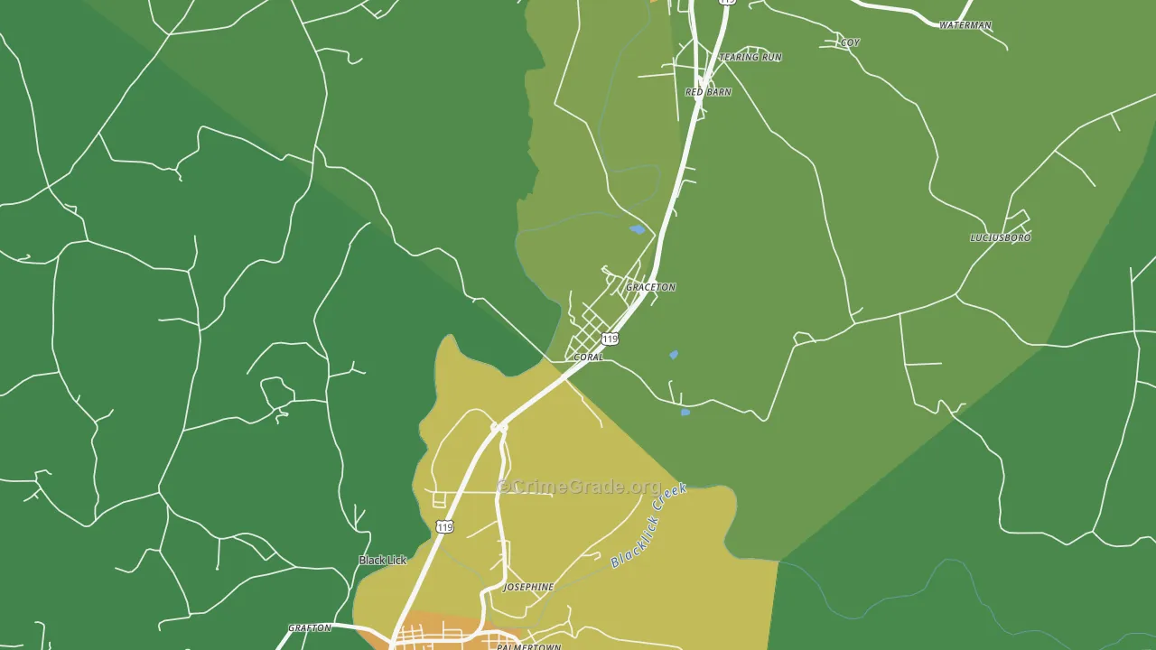 Coral, PA Map of Vandalism Rates