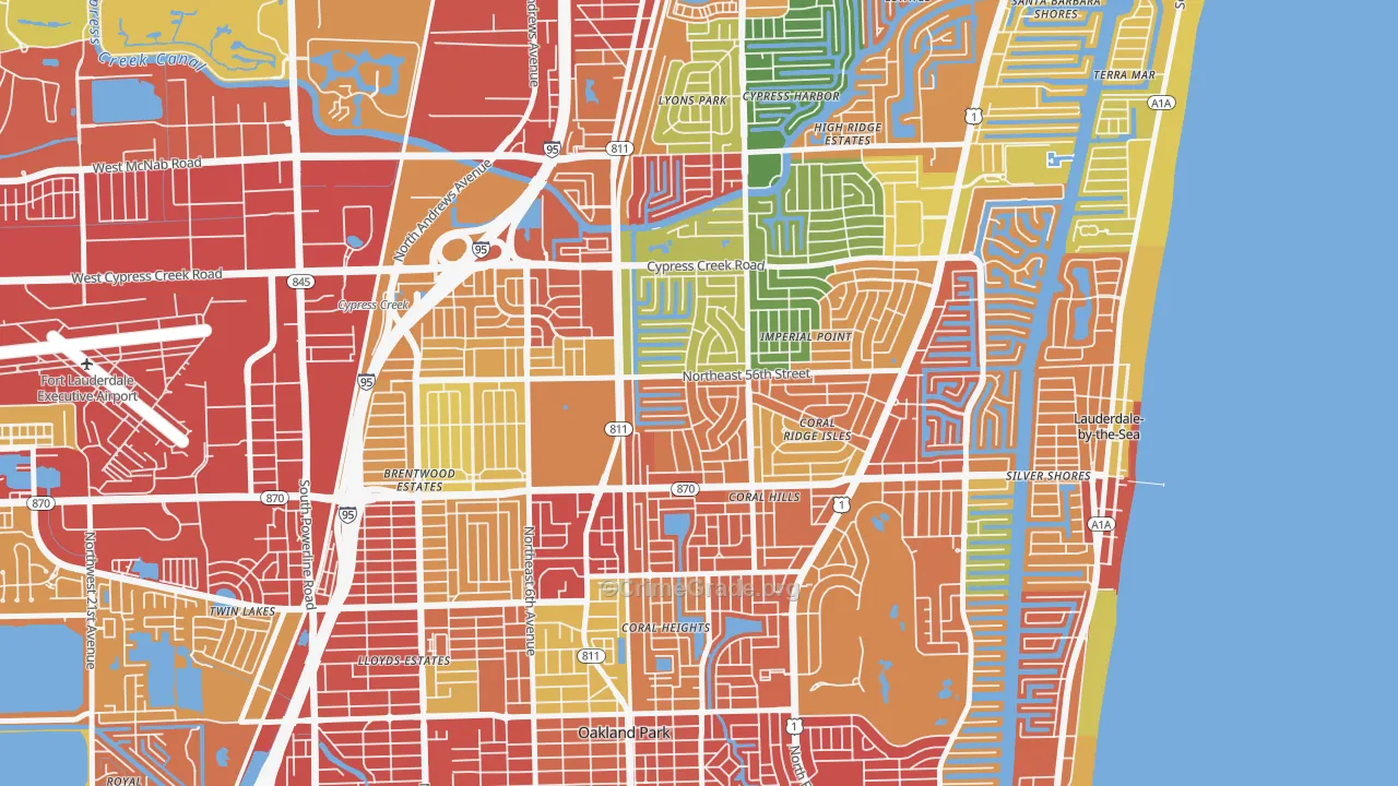 Coral Ridge Isles, Fort Lauderdale, FL Map of Vandalism Rates