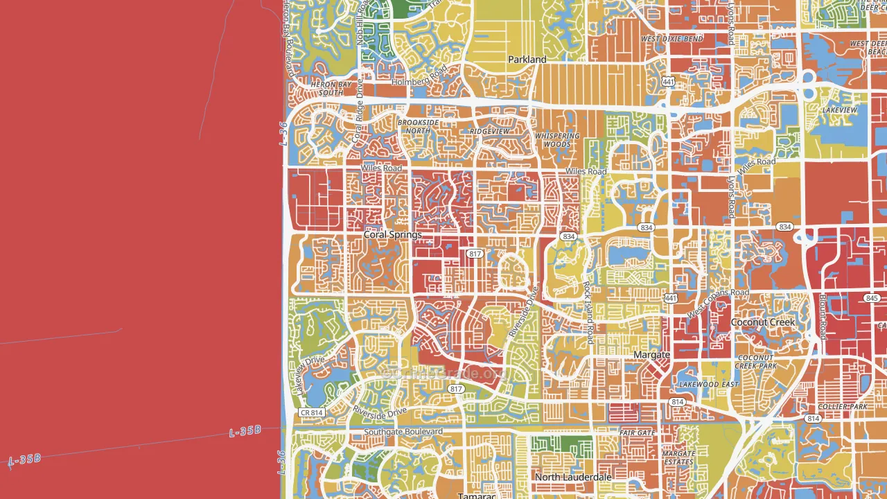 Coral Springs, FL Map of Vandalism Rates