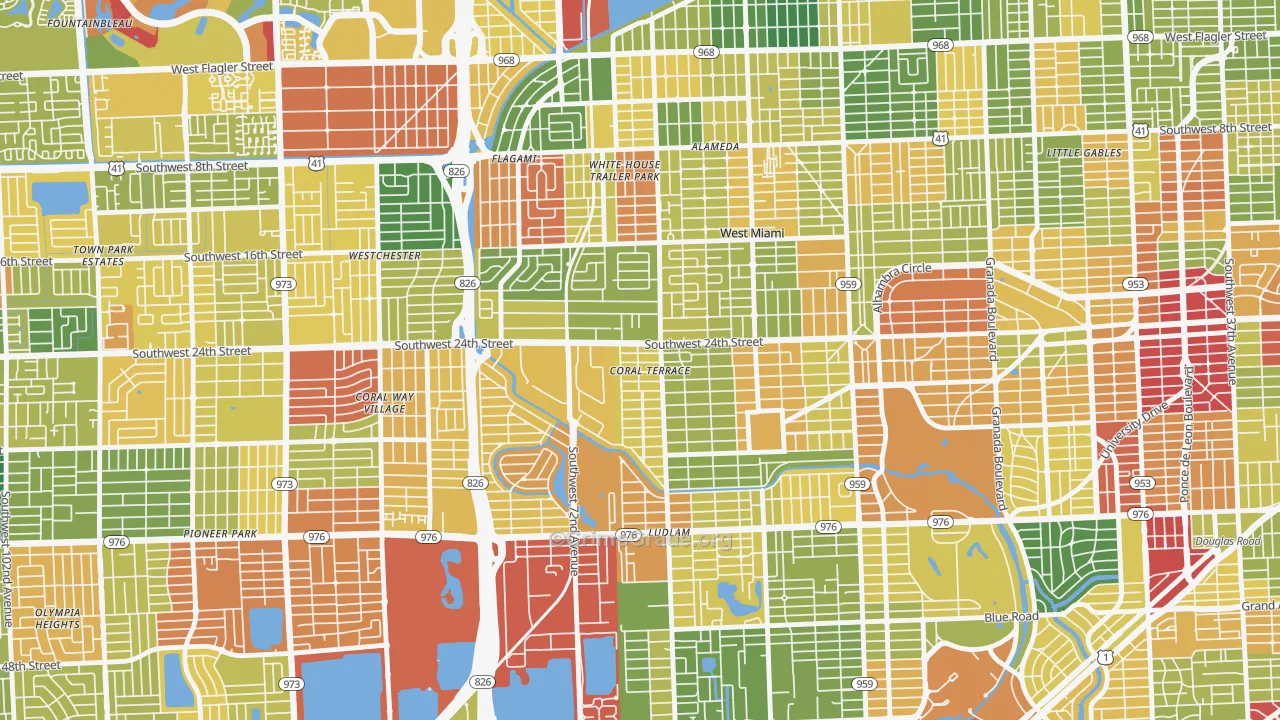 Coral Terrace, FL Map of Vandalism Rates