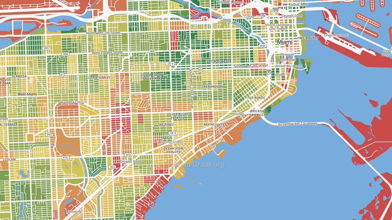 Coral Way, Miami, FL Map of Vandalism Rates