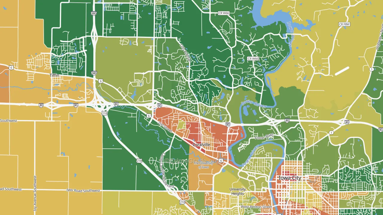 Coralville, IA Map of Vandalism Rates