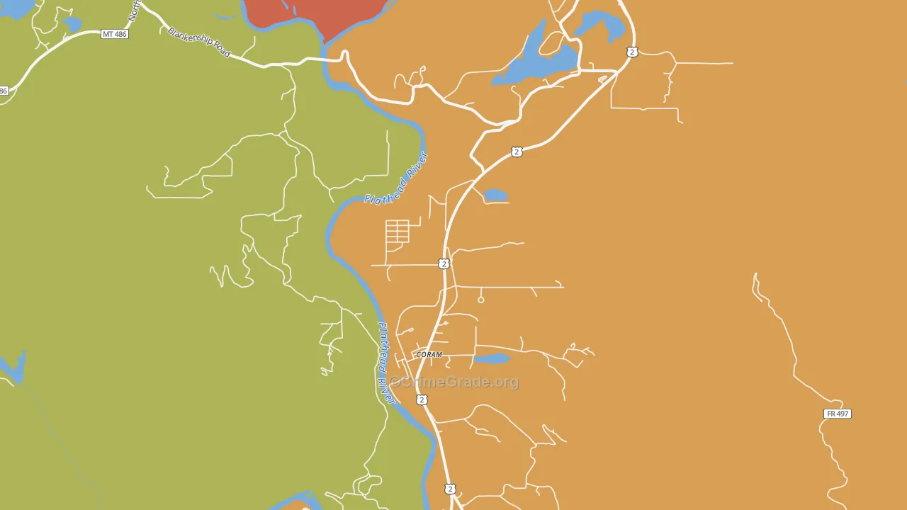 Coram, MT Map of Vandalism Rates