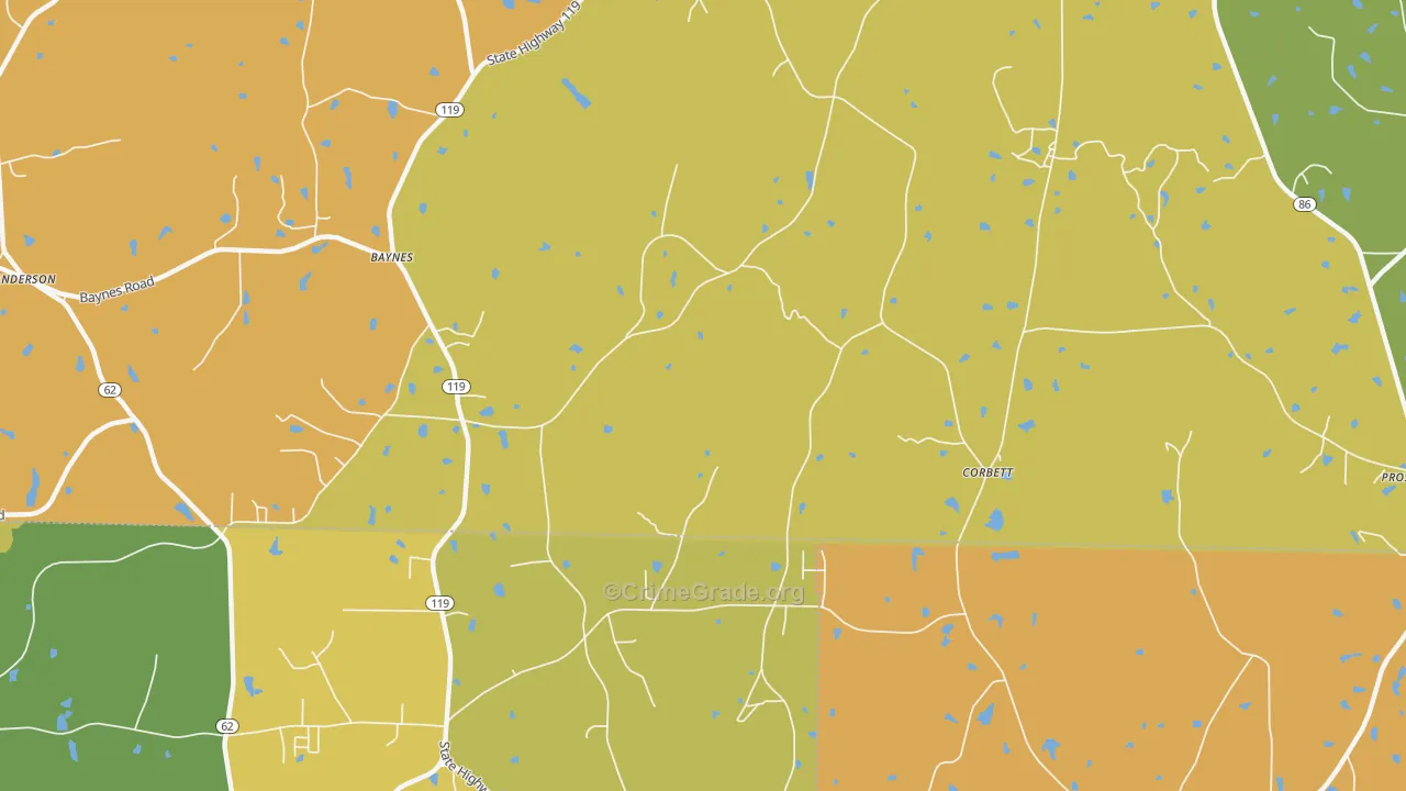 Corbett, NC Map of Vandalism Rates
