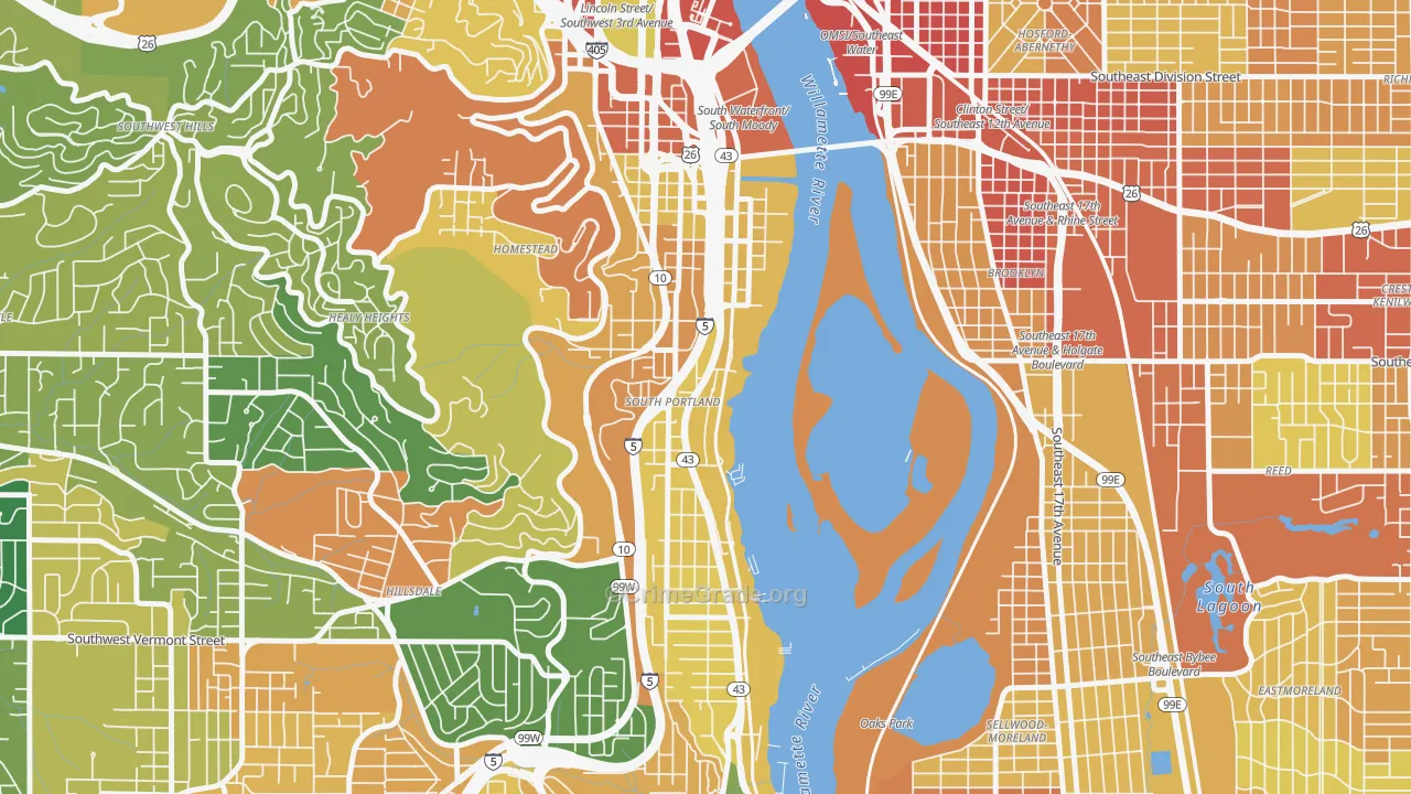 Corbett-Terwilliger-Lair Hill, Portland, OR Map of Vandalism Rates