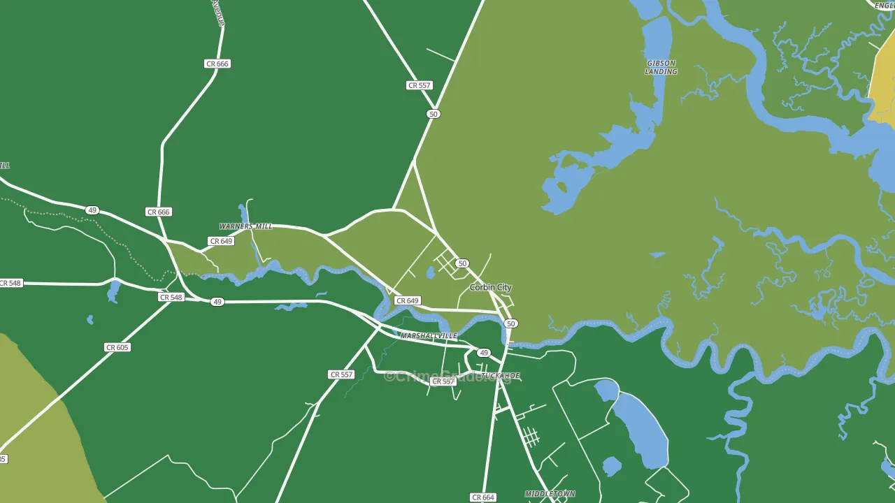 Corbin City, NJ Map of Vandalism Rates